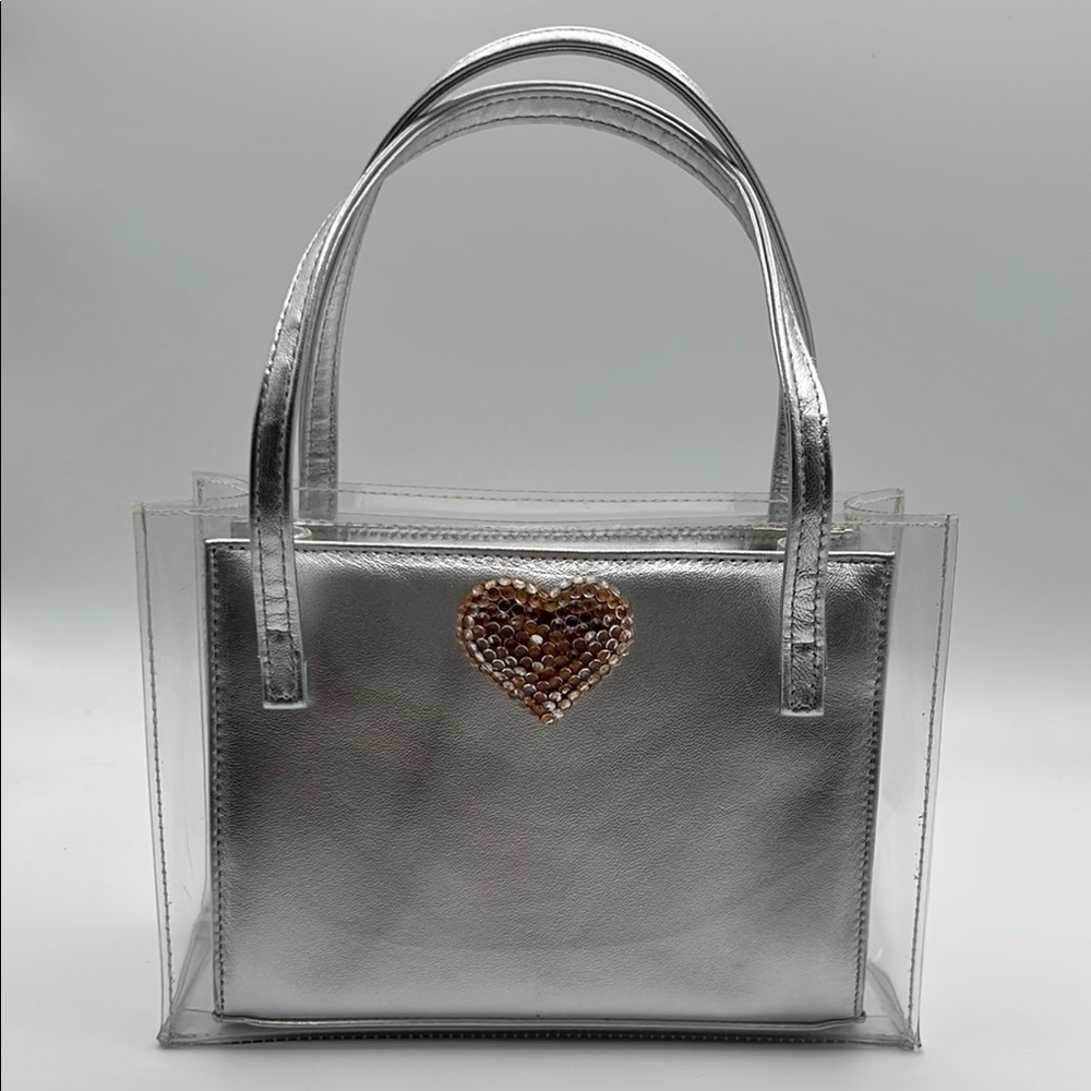 Silver and Gold Metallic Stuart Weitzman PVC top handle bag